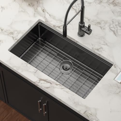 33 Inch Black Undermount Workstation Kitchen Sink with Accessories - Image 4