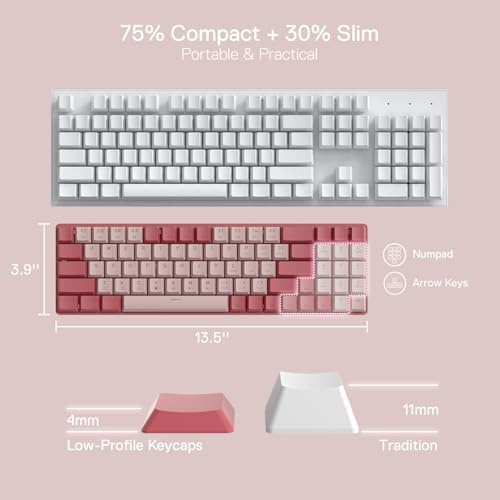 Redragon BS135 Wireless Keyboard and Mouse Combo, 75% 78 Keys 2.4Ghz Wireless Low-Profile Mechanical Keyboard w/Rechargeable Battery, Single Blue Blacklight, 2400 DPI Ergonomic Mouse - Image 5