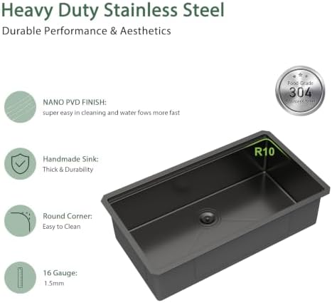 33 Inch Black Undermount Workstation Kitchen Sink with Accessories - Image 5