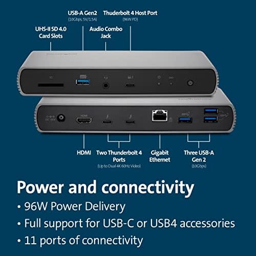 Kensington SD5780T Thunderbolt 4 Dual 4K Docking Station with up to 100W power Delivery & SD card reader, HDMI & Thunderbolt 4 ports for Windows and MacBooks (K33040NA) - Image 3