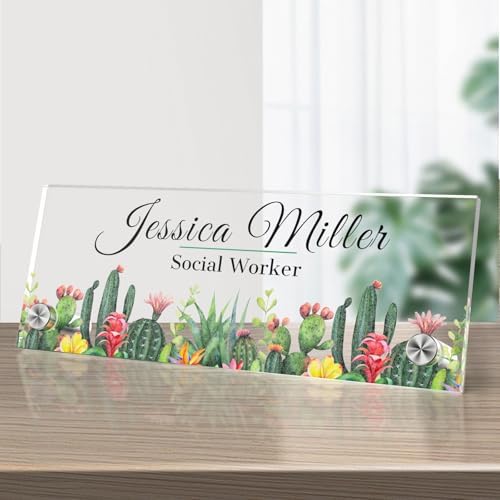 Personalized Acrylic Office Desk Name Plate with Standoff Barrels by nyareka