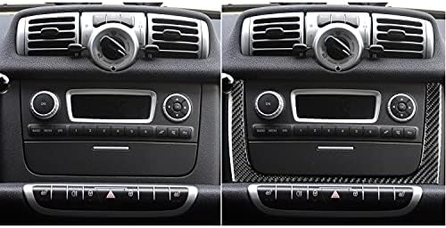 Real Black Carbon Fiber Car Central Console Radio CD Player Control Panel Surround U Frame Trim Sticker Compatible with Benz Smart Fortwo 2011 2012 2013 2014 2015 Auto Interior Accessories 1pc - Image 5