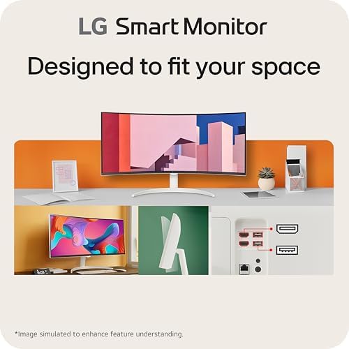 LG 34SR60QC-W 34-inch QHD (3440x1440) Curved Smart Monitor with Streaming, UltraWide Screen, webOS, HDR10, 100Hz, Built-in Speaker, AirPlay2, Screen Share, Bluetooth, ThinQ App, White - Image 6