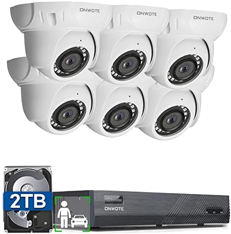 ONWOTE 8 Channel 4K NVR Security Camera System, 6X 8MP 125° PoE IP Cameras by ONWOTE