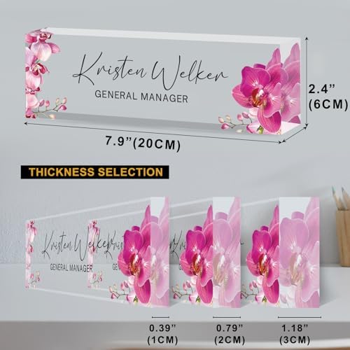 Personalized Name Plate for Desk Custom Desk Name Plate Acrylic Office Desk Accessories Decor for Women Teacher Nurse Boss Employee Appreciation Gifts for Mother Orchids Name Plates - Image 4