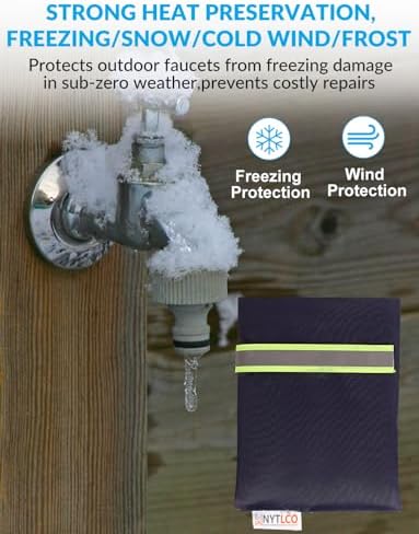 2Pack Outdoor Faucet Covers for Winter, 8.3" H x 6.7" W Outside Hose Bib Covers Protector Spigot Covers Insulated Winter Waterproof Freeze Protection Pipe Covers Socks Protector (Blue-2Pack) - Image 2