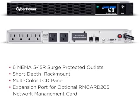 CyberPower CP500PFCRM1U PFC Sinewave UPS Battery Backup and Surge Protector - Image 3