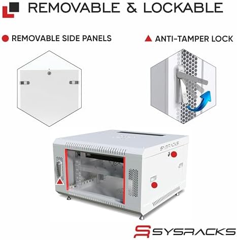 Sysracks 6U Wall Mount Server Rack Cabinet, 18-Inch Deep, Gray - Image 5