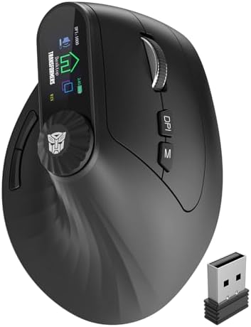 Transformers Vertical Ergonomic Mouse with LED Screen & Knob Control Black by Transformers