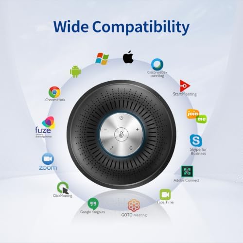 Bluetooth Conference Speakerphone, 4 Mics 360°Voice Pickup, Hi-Fi Speaker, USB Conference Speakerphone for Home and Office, Plug and Play, Wireless & Wired Conference Speakerphone - Image 7
