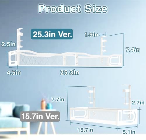 No Drill Under Desk Cable Management Tray, SONATURE 25.3" Cord Organizer for Table, Clamp Mount Desk Cable Management, Premium Carbon Steel Cable Organizer for Office, Home (White) - Image 3
