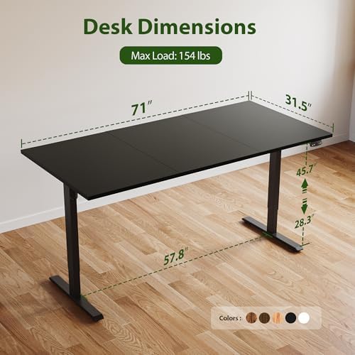 Agilestic 71 * 32 Inch Height Adjustable Electric Standing Desk, Black - Image 3