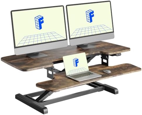 FLEXISPOT 40" Electric Standing Desk Converter, Rustic Color by Unknown