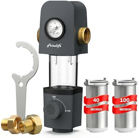 Frizzlife Spin Down Sediment Water Filter, 40/100 Micron,Built-in Scraper by FRIZZLIFE