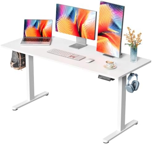 59"×24" Large Electric Standing Desk, Sit Stand Desk, White by JYLHJOYSEEKER