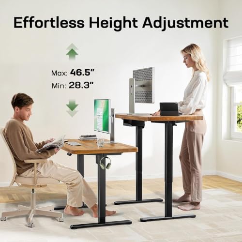 Marsail 48 x 30 Electric Standing Desk with One-Piece Desktop, Sit Stand Desk with Thickened Tabletop, Height Adjustable Stand Up Desk with Cable Management for Home Office(Frame+Desktop, 2 Packages) - Image 4