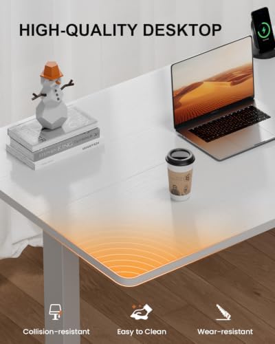 HLDIRECT 40" Electric Standing Desk with Power Outlets, White - Image 6