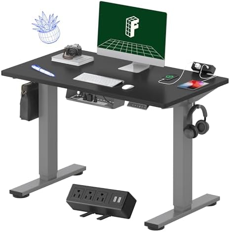 FLEXISPOT EN2 40"x24" Standing Desk with Power Strip Bundle, Black by Unknown