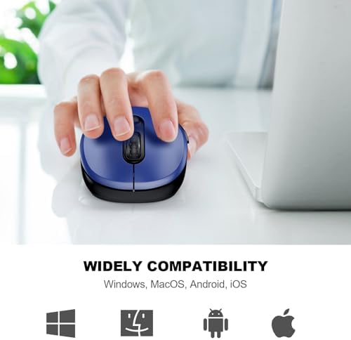 WisFox 2.4G Wireless Mouse for Laptop, Ergonomic Computer Mouse with USB Receiver and Type-C Adapter, 3 Adjustable Levels, 6 Button Cordless Wireless Mice for Windows Mac PC Notebook (Blue) - Image 6