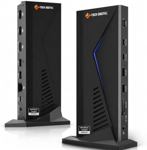 J-Tech Digital 14 in 1 Docking Station up to 4K 60Hz, 3X HDMI, 6X USB, Ethernet, SD/TF, 100W PD, Audio/Mic - Compatible with macOS/Windows, Supports SST/MST (Driver Required) by J-TechDigital