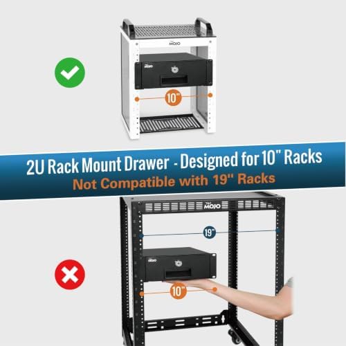 Tecmojo 2U Rack Mount Drawer for 10in Server Rack or Cabinet, Sliding and Lockable 10in Server Rack Drawer,Load-Bearing 33lb (15kg),with 3 Cable Management Holes - Image 2