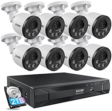 ZOSI 5MP 8CH PoE Home Security Camera System, 8X 4MP Metal Cameras, 2TB HDD by ZOSI