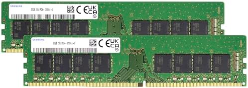 Samsung 64GB (2x32GB) DDR4 3200MHz PC4-25600 (PC4-3200AA) CL22 UDIMM 2Rx8 Dual Rank 1.2V Non-ECC DIMM 288-Pin Desktop PC RAM Memory by Unknown