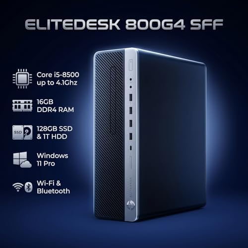 HP EliteDesk 800G4 PC,Core i5-8500,24'' Monitor,16G DDR4,128G SSD(Renewed) - Image 2