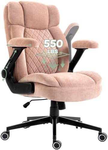 Blue Whale 550lbs Executive Office Chair with 5D Flip Armrests, Pink Fabric by BlueWhale