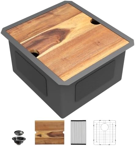 17"x19" Undermount Black Bar Prep Sink Workstation by FULORNI