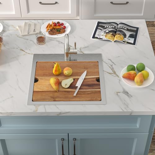 18"x18" Bar Prep Sink Drop In Workstation with Faucet Combo - Image 3