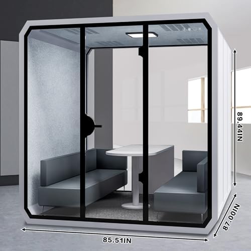 Office Pod Booth with Audio Privacy - Portable Sound Booth Includes Diamond Shaped Frame Design,Separate Room with Light,Fans, USB Port for Work Negotiation Sleep Cabin(87IN) - Image 2