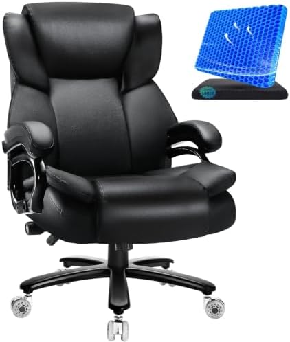 Indulgear Big and Tall Office Chair with Gel Seat Cushion,Heavy Duty Office Chair for Heavy People, High Back Executive Computer Chair with Adjustable Lumbar Support, Dual Rubber Wheel by Indulgear