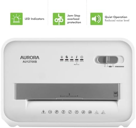 Aurora AU1270XB Professional Grade 12-Sheet Security P-4 Cross-Cut Paper and Credit Card/ 20 Minutes Continuous Run Time Shredder - Image 5