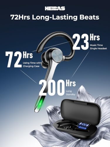 HEIBAS Bluetooth Headset, Wireless Earpiece with Mic for Work - Image 4