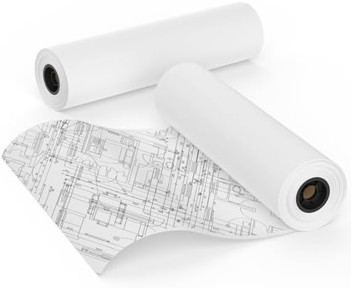 Wide Format Paper 36 in x 150 ft CAD Bond Rolls, 2 Rolls Plotter Paper on 2" Core for CAD Drawings, Engineering Plans, GIS Maps & Architectural Designs by MBLABEL