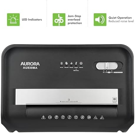 Aurora AU830MA High-Security 8-Sheet Micro-Cut Paper and Credit Card Shredder/ 20 Minutes/Security Level P-5 - Image 5