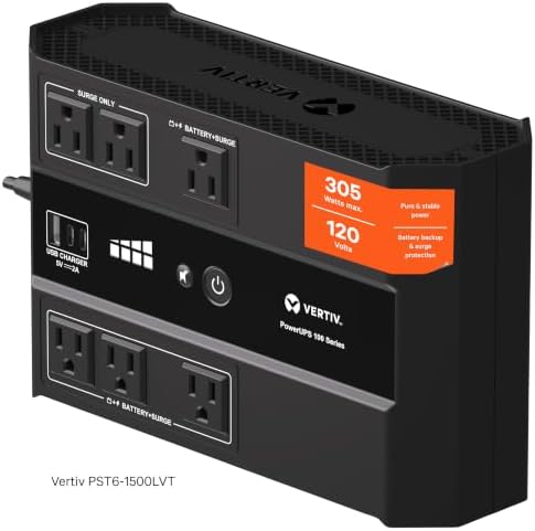 Vertiv Liebert PowerUPS 100 PST6-500LVMT Battery Backup UPS 500VA USB-C+A - Image 4