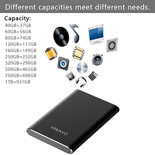 HWAYO 160GB Portable External Hard Drive USB3.1 Type C Ultra Slim 2.5'' HDD - Image 5