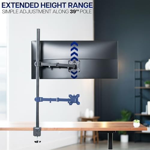VIVO Extra Tall Single Monitor Desk Mount, 39 inch Pole VESA Stand for 13 to 32 inch Screens and up to 38 inch Ultrawides, Holds 22 lbs, Black, STAND-V011 - Image 5