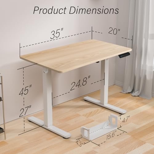 Kingant Standing Desk, 35x20 Inch Electric Height Adjustable Computer Desk - Image 3