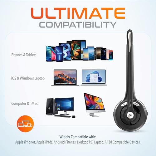 Delton 10X Bluetooth Computer Headset, On-Ear Single Ear Wireless Headset | with Noise Canceling Mic for Computer/Laptop/Call Center/Truck Driver, Works with All Meetings Apps - Black - Image 3