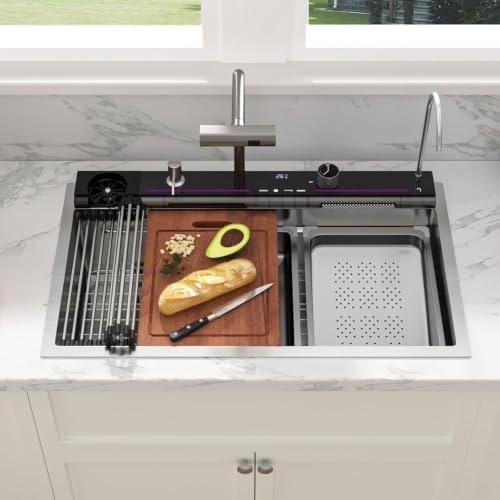 Sarlai Waterfall Kitchen Sink 33 Inch Drop In Sinks 33x19 Inch Workstation - Image 4