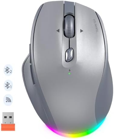MEETION Wireless Mouse, Ergonomic Bluetooth Mouse for Laptop, Gray by MEETION