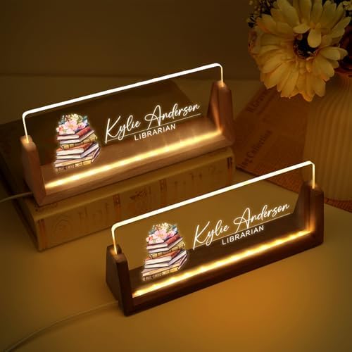 Custom Light Up Name Plate for Desk, Desk Name Plate Personalized with Logo, Employee Appreciation Gift, Personalized Office Gifts for Boss Coworkers Teacher, Office Decor for Women Men (Teacher style) - Image 2