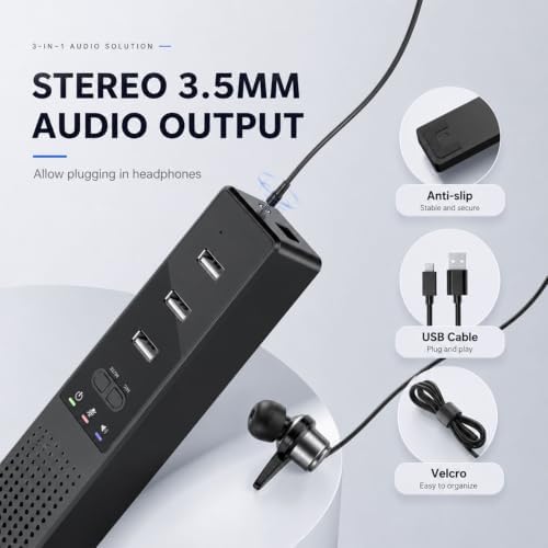 3 in 1 USB Wired Speaker with Microphone,Conference Speakerphone for PC & Laptop,360° Voice Pickup, Plug and Play, Computer Speaker for Zoom, Teams, Skype, Home Office & Online Meetings - Image 5