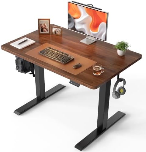 CubiCubi 40 x 24 One-Piece Electric Adjustable Standing Desk, Black Walnut by CubiCubi