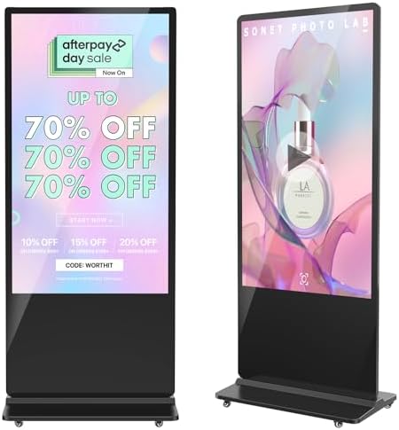65 Inch 4K Digital Signage Display,Indoor Floor Standing Digital Kiosks & Interactive Displays,Commercial Advertising LCD Totem Android System Auto Media Player HDMI Input,Free Custom Logo,Black by HomePage