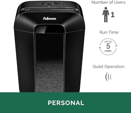 Fellowes Powershred LX70-DB 11 Sheet Cross-Cut Household Paper Shredder for Home Office - Image 2