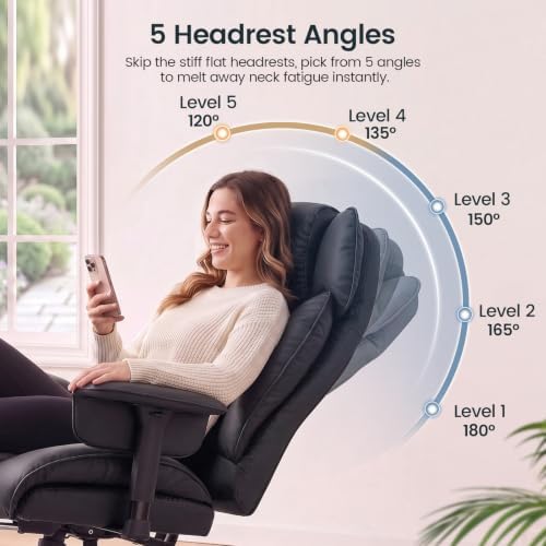SEDETA Executive Home Office Chairs with Footrest,PU Leather Computer Chair - Image 3